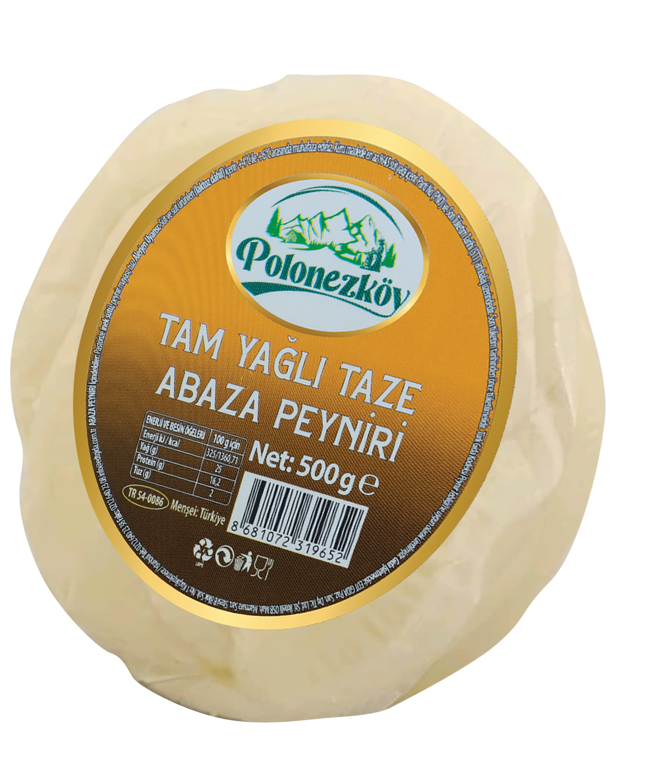 TAM YAĞLI TAZE ABAZA PEYNİRİ 500 G